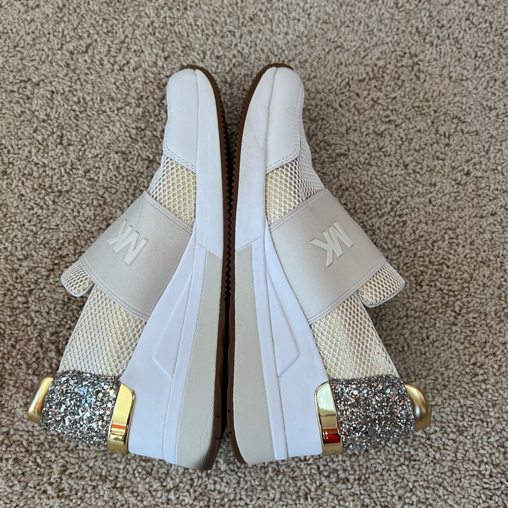 Michael Kors Glitter Gold beige and White Sneakers